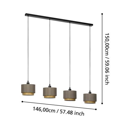 Eglo - Pakabinamas sietynas 4xE27/40W/230V ruda