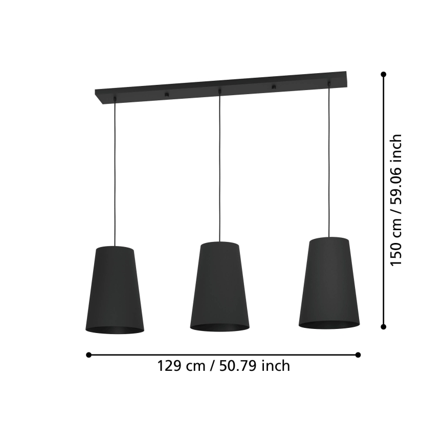 Eglo - Pakabinamas sietynas 3xE27/40W/230V juoda