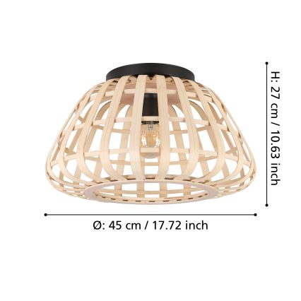 Eglo - Lubinis šviestuvas 1xE27/40W/230V bambukas