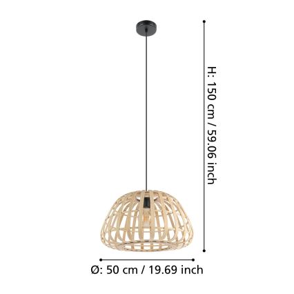 Eglo - Pakabinamas sietynas 1xE27/40W/230V diametras 50 cm bambukas