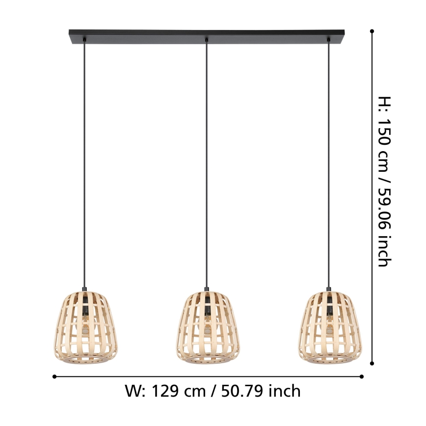 Eglo - Pakabinamas sietynas 3xE27/40W/230V bambukas