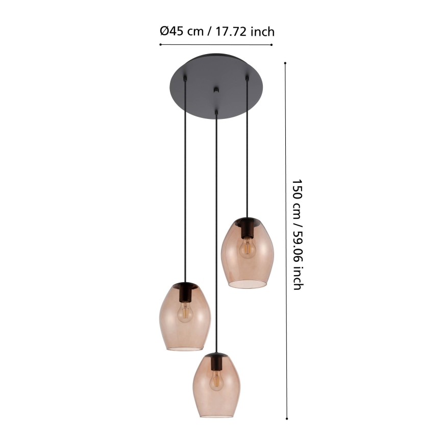 Eglo - Pakabinamas sietynas 3xE27/40W/230V ruda