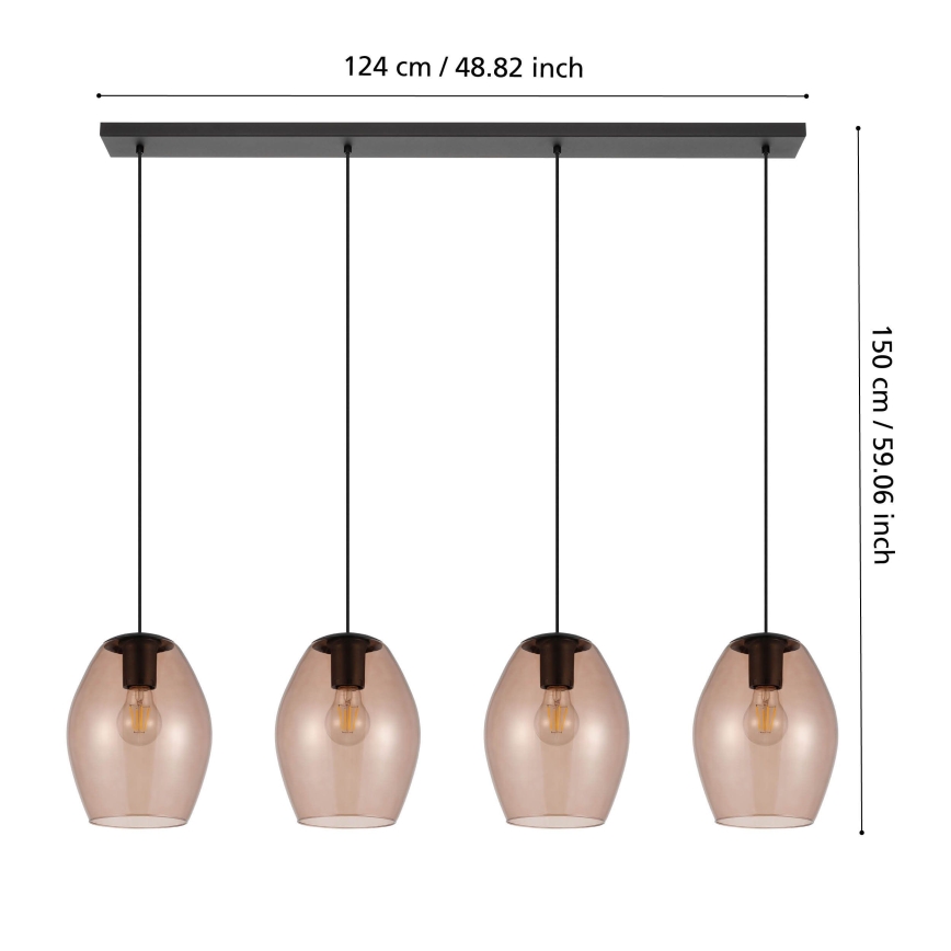 Eglo - Pakabinamas sietynas 4xE27/40W/230V ruda