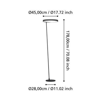 Eglo - LED pritemdomas toršeras LED/23W/230V 3000K juoda