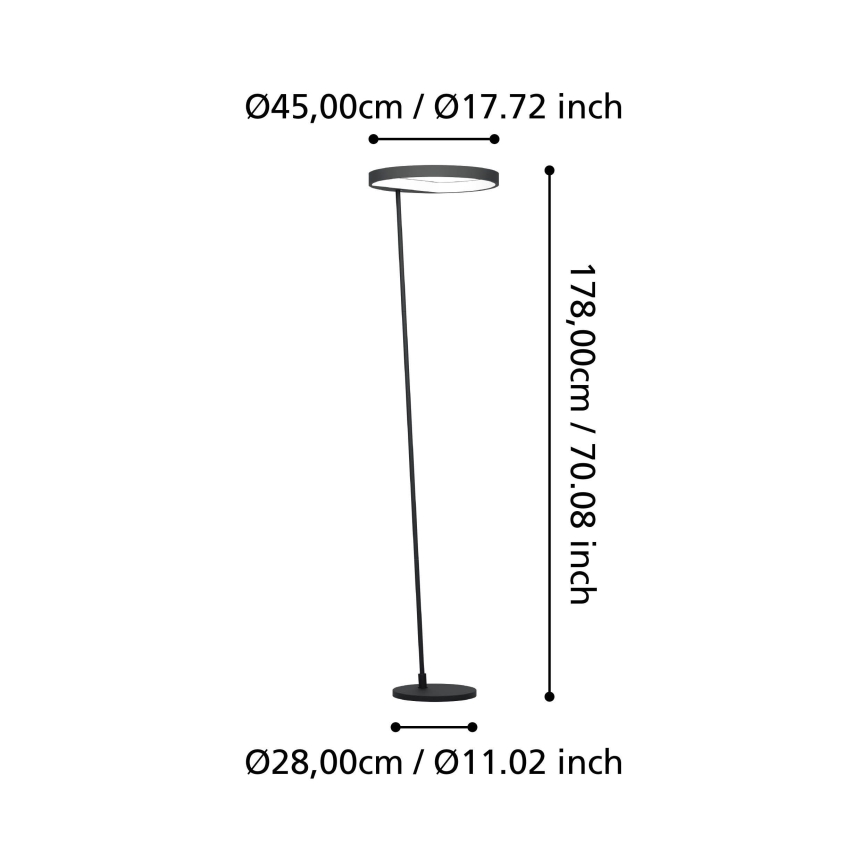 Eglo - LED pritemdomas toršeras LED/23W/230V 3000K juoda