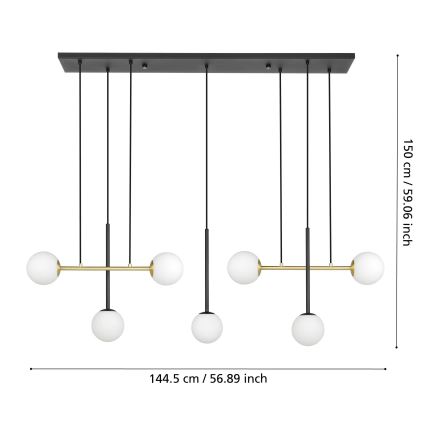 Eglo - Pakabinamas sietynas 7xE14/40W/230V auksas/juoda