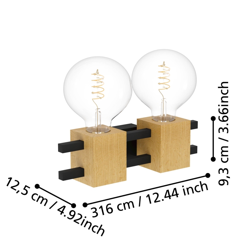 Eglo - Sieninis šviestuvas 2xE27/40W/230V juoda/ruda
