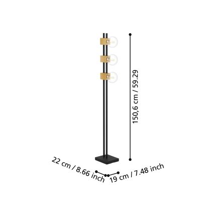 Eglo - Toršeras 3xE27/40W/230V juoda/ruda
