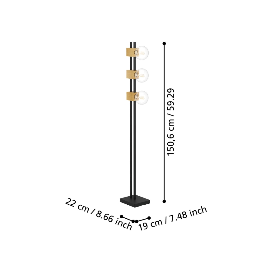 Eglo - Toršeras 3xE27/40W/230V juoda/ruda