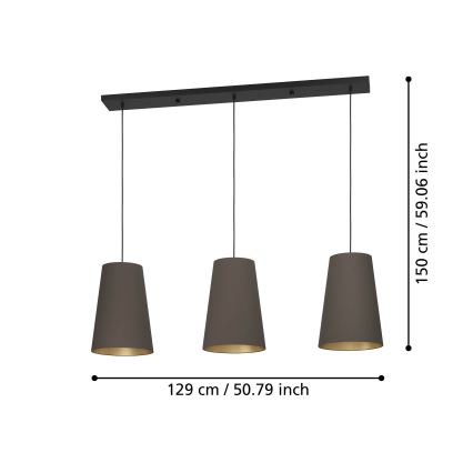 Eglo - Pakabinamas sietynas 3xE27/40W/230V ruda