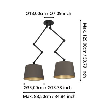 Eglo - Sietynas ant stulpo 2xE27/40W/230V ruda