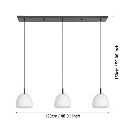 Eglo - Pakabinamas sietynas 3xE27/40W/230V juoda