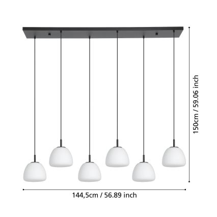 Eglo - Pakabinamas sietynas 6xE27/40W/230V juoda