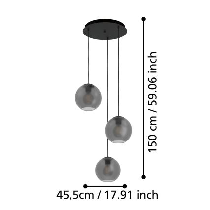 Eglo - Pakabinamas sietynas 3xE27/40W/230V dūminis
