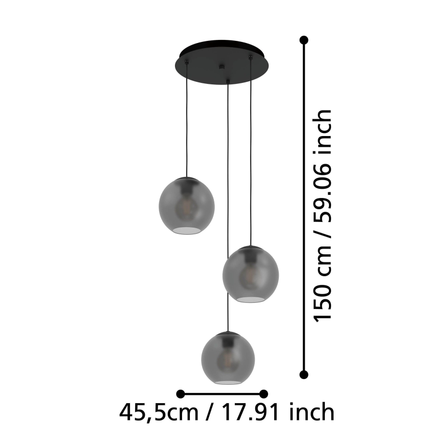 Eglo - Pakabinamas sietynas 3xE27/40W/230V dūminis