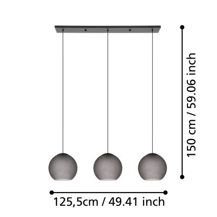 Eglo - Pakabinamas sietynas 3xE27/40W/230V dūminis