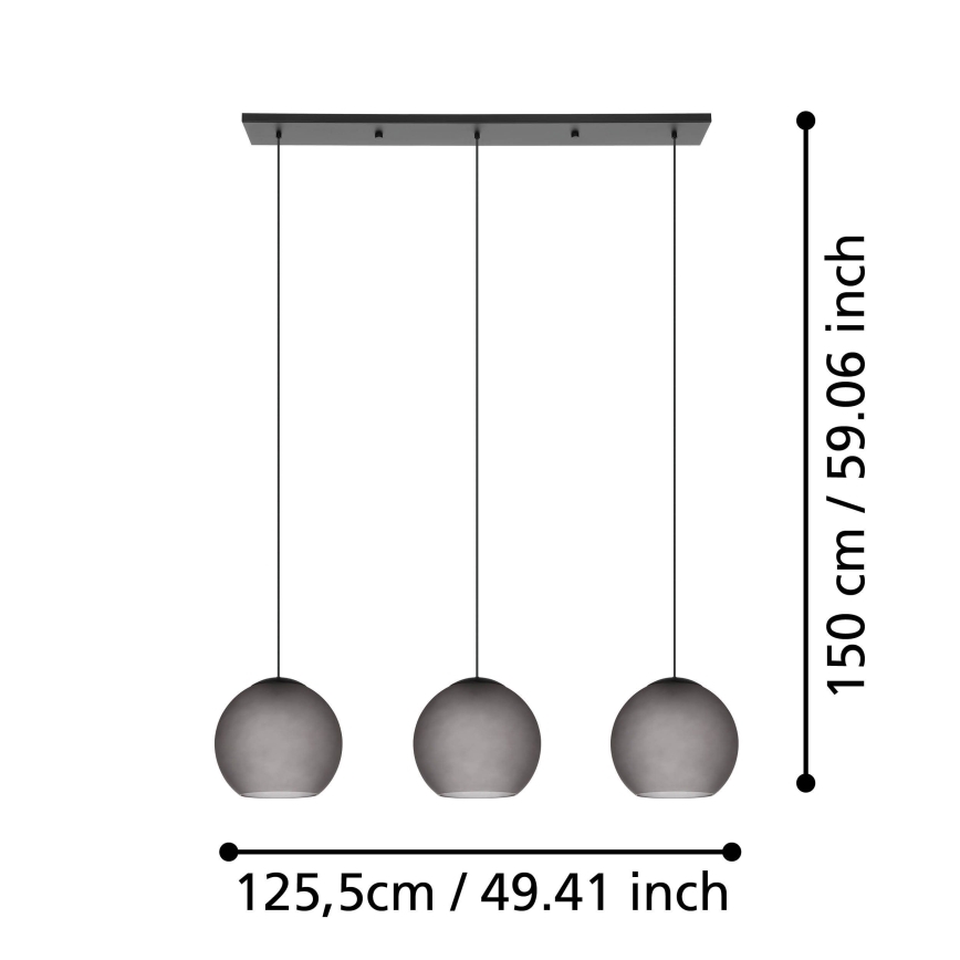 Eglo - Pakabinamas sietynas 3xE27/40W/230V dūminis