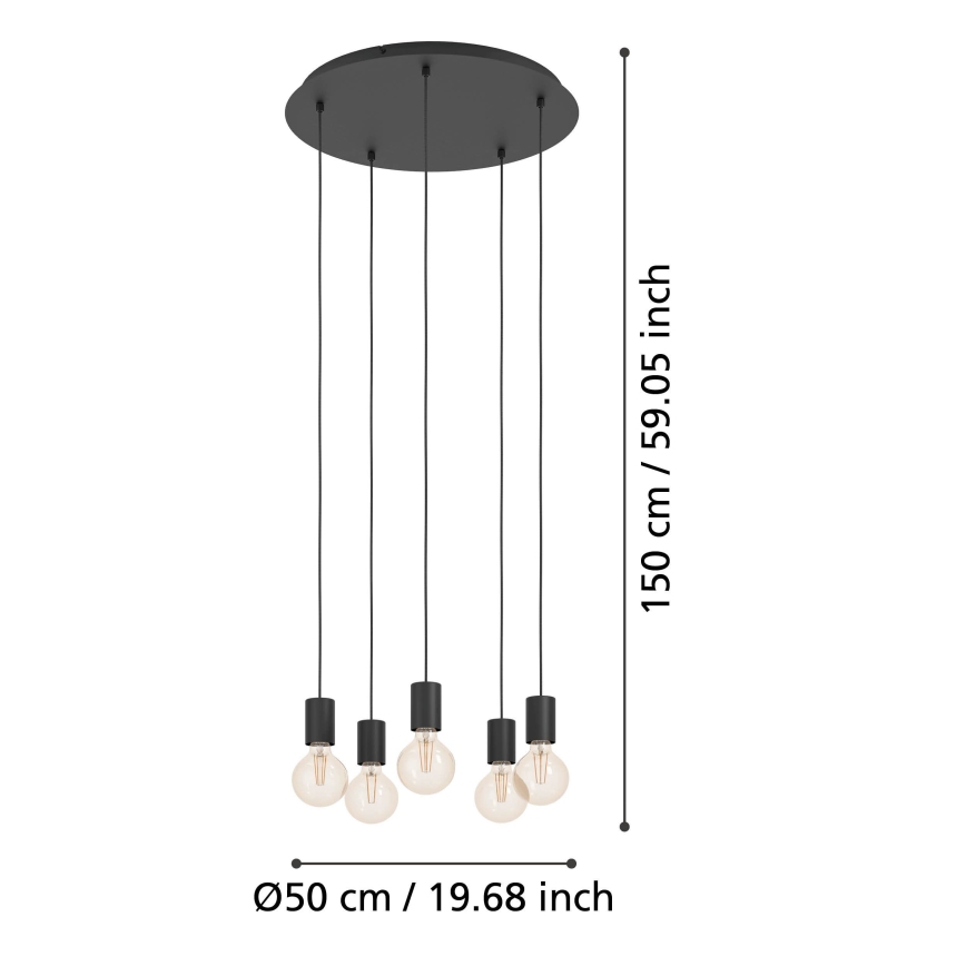 Eglo - Pakabinamas sietynas 5xE27/40W/230V juoda