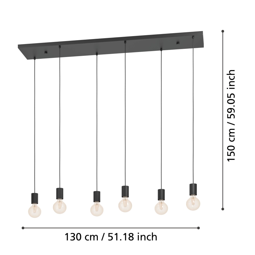 Eglo - Pakabinamas sietynas 6xE27/40W/230V juoda