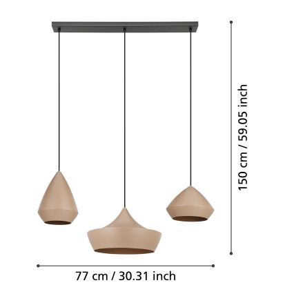 Eglo - Pakabinamas sietynas 3xE27/28W/230V smėlio spalva