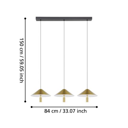 Eglo - LED Reguliuojamas pakabinamas sietynas 3xLED/12W/230V 3000K auksas