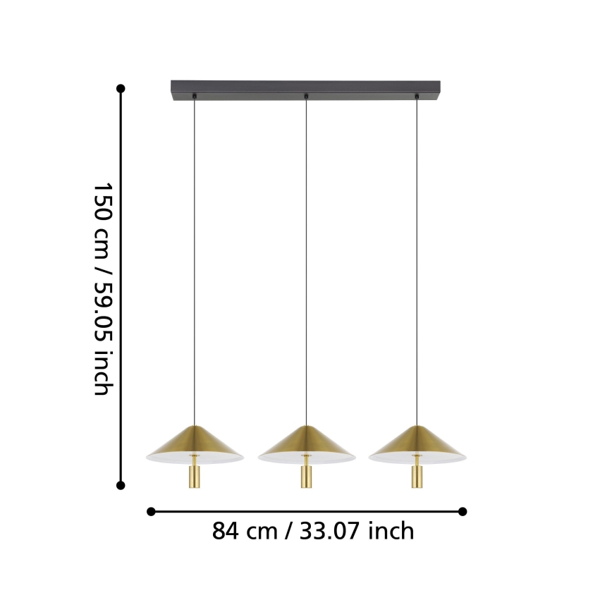 Eglo - LED Reguliuojamas pakabinamas sietynas 3xLED/12W/230V 3000K auksas