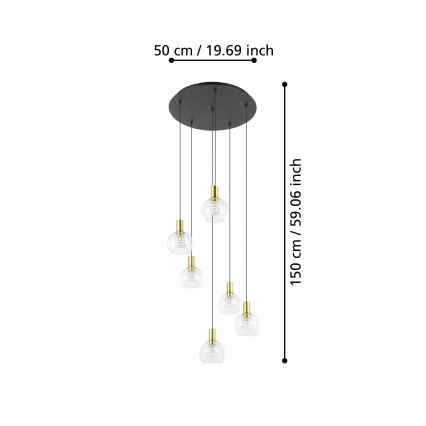 Eglo 390279 - LED Reguliuojamas pakabinamas sietynas 6xLED/5,4W/230V 3000K diametras 54 cm auksas
