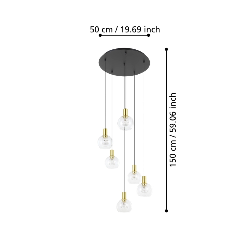 Eglo 390279 - LED Reguliuojamas pakabinamas sietynas 6xLED/5,4W/230V 3000K diametras 54 cm auksas