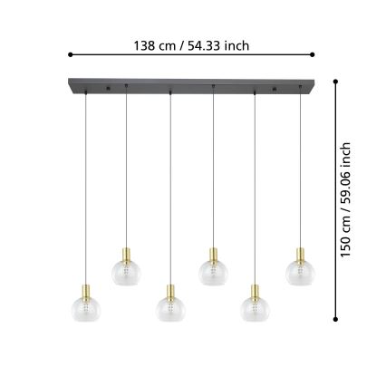 Eglo - LED Reguliuojamas pakabinamas sietynas 6xLED/5,4W/230V 3000K auksas