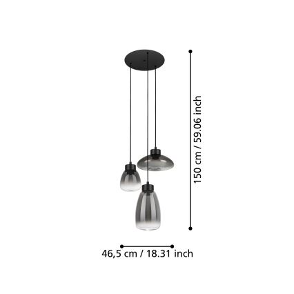 Eglo - LED Reguliuojamas pakabinamas sietynas 3xLED/5,4W/230V 2700K dūminis
