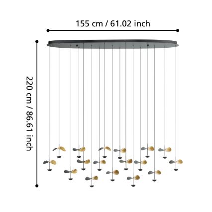 Eglo - LED Reguliuojamas pakabinamas sietynas 17xLED/2,3W/230V 3000K