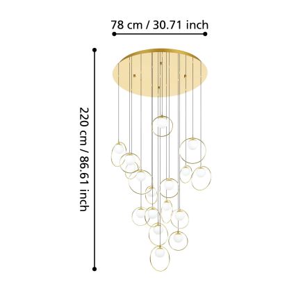 Eglo - LED Reguliuojamas pakabinamas sietynas 17xLED/3W/230V 3000K diametras 78 cm auksas