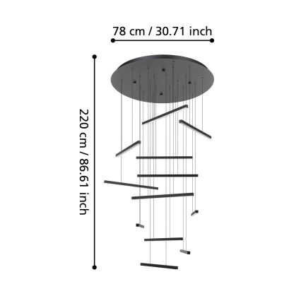 Eglo - LED Reguliuojamas pakabinamas sietynas 12xLED/8,4W/230V 3000K juoda