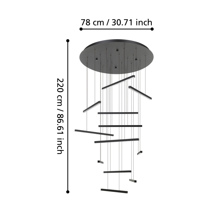 Eglo - LED Reguliuojamas pakabinamas sietynas 12xLED/8,4W/230V 3000K juoda