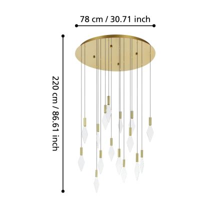 Eglo - LED Reguliuojamas pakabinamas sietynas 16xLED/3,3W/230V 3000K diametras 78 cm auksas