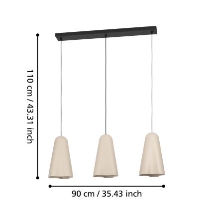 Eglo - Pakabinamas sietynas 3xE27/40W/230V smėlio spalva