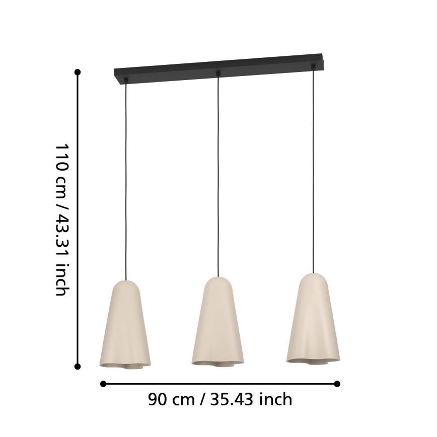 Eglo - Pakabinamas sietynas 3xE27/40W/230V smėlio spalva