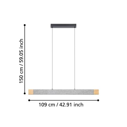 Eglo - LED Reguliuojamas pakabinamas sietynas LED/22,2W/230V 3000K ruda/pilka