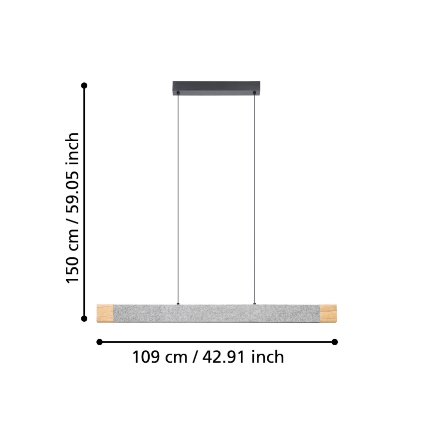 Eglo - LED Reguliuojamas pakabinamas sietynas LED/22,2W/230V 3000K ruda/pilka