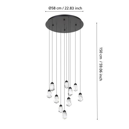 Eglo - LED Reguliuojamas pakabinamas sietynas 10xLED/3W/230V 3000K juoda/permatoma