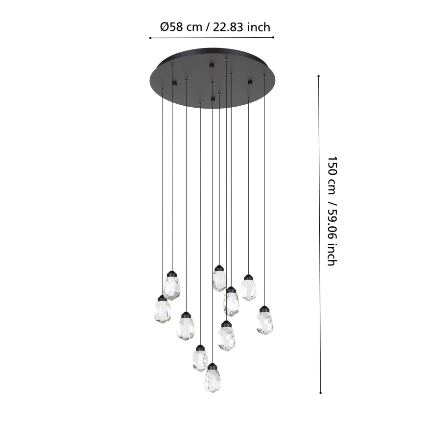 Eglo - LED Reguliuojamas pakabinamas sietynas 10xLED/3W/230V 3000K juoda/permatoma