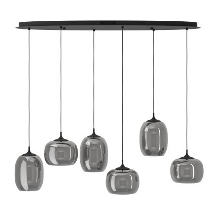 Eglo - LED Reguliuojamas pakabinamas sietynas 6xLED/3,7W/230V 2700-6500K dūminis + nuotolinio valdymo pultas