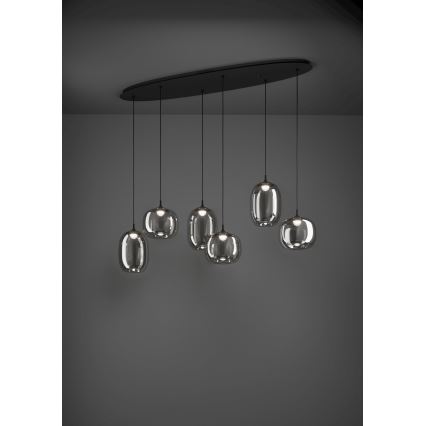 Eglo - LED Reguliuojamas pakabinamas sietynas 6xLED/3,7W/230V 2700-6500K dūminis + nuotolinio valdymo pultas