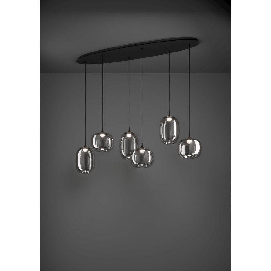 Eglo - LED Reguliuojamas pakabinamas sietynas 6xLED/3,7W/230V 2700-6500K dūminis + nuotolinio valdymo pultas