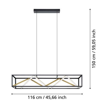 Eglo - LED Reguliuojamas pakabinamas sietynas LED/46W/230V 2700-6500K juoda/auksas + nuotolinio valdymo pultas