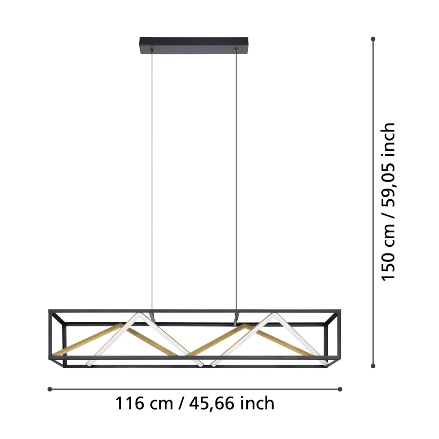 Eglo - LED Reguliuojamas pakabinamas sietynas LED/46W/230V 2700-6500K juoda/auksas + nuotolinio valdymo pultas
