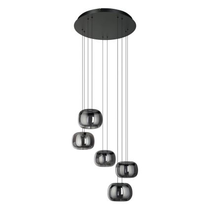 Eglo - LED dimeriu reguliuojamas pakabinamas šviestuvas ant laido 5xLED/5,8W/230V juoda/dūminė
