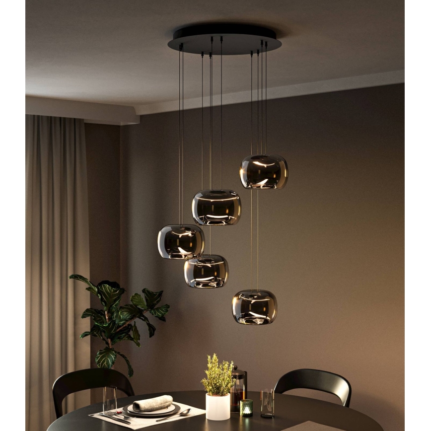 Eglo - LED dimeriu reguliuojamas pakabinamas šviestuvas ant laido 5xLED/5,8W/230V juoda/dūminė