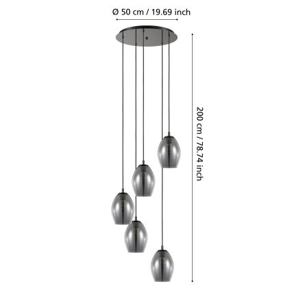 Eglo - Pakabinamas sietynas 5xE27/60W/230V dūminis