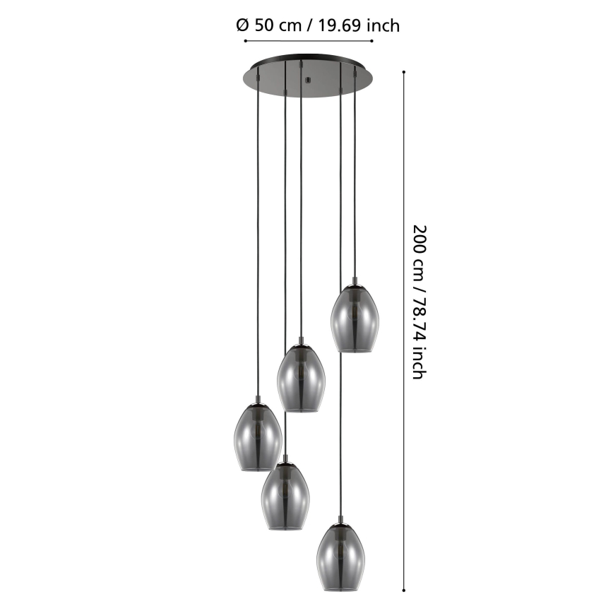 Eglo - Pakabinamas sietynas 5xE27/60W/230V dūminis